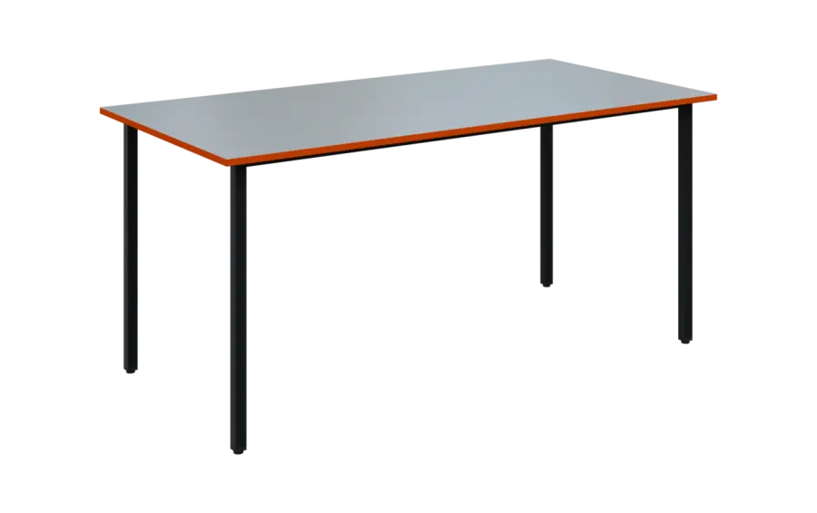 JSB 160N Jídelní stůl 1600 x 800 mm, deska šedá s hranou pomeranč / podnož černá